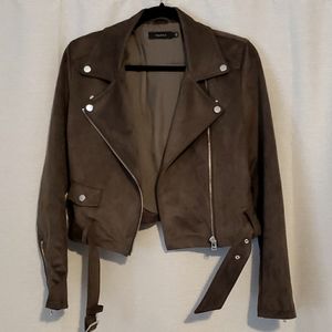 Talula cropped suede moto jacket